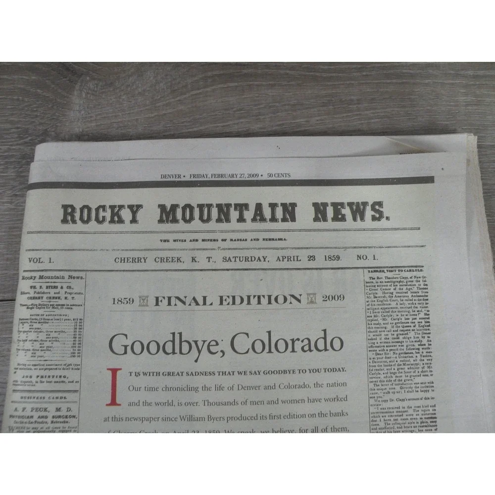 Rocky Mountain News Final‎ Edition April 29 2009 Goodbye Colorado Last Issue